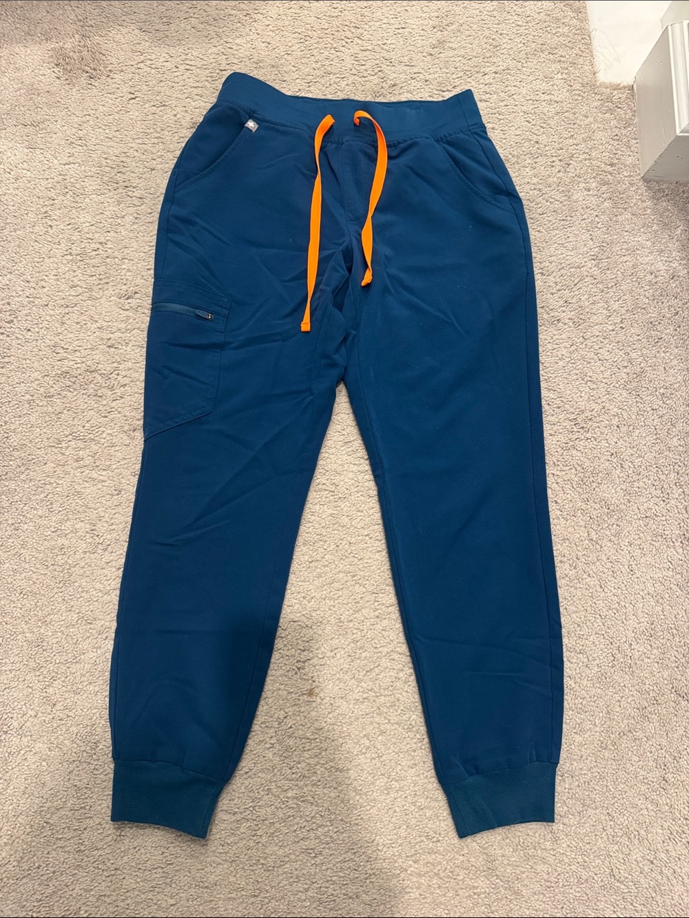 Women’s teal Jogger scrub Pants with Orange Drawstring